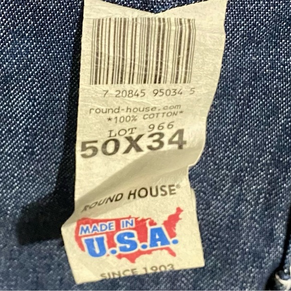 NEW Round House Denim Bib Overalls Men’s Size 50x34 100% Cotton Made in USA - Picture 10 of 13